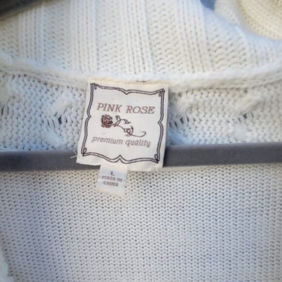 Pink Rose Ivory Knit Cardigan Size L - Picture 8 of 8